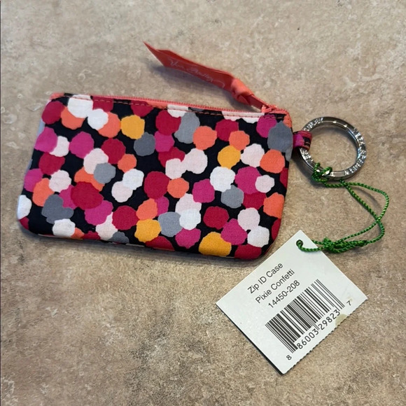 Vera Bradley Pink and Orange Key & Card Holder with Vibrant Design - Picture 2 of 3